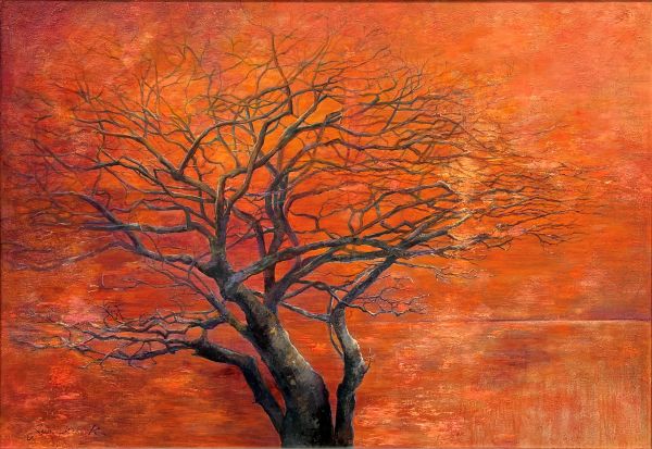 第74回 光陽展　委員　木村 順子　（ｷﾑﾗ ｼﾞｭﾝｺ）　暮れなずむ　(油）P100